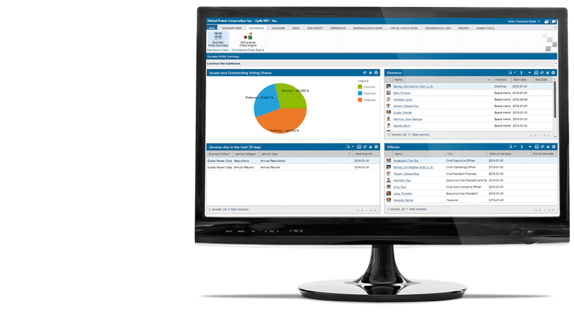 Legal Corporate Services Software System - GlobalAct  - Client Dashboard